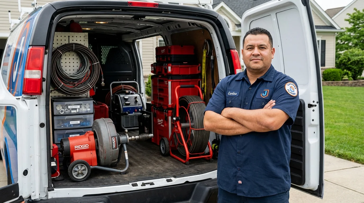 Professional drain cleaning equipment and Johns Plumbing LLC plumber in Pascoag