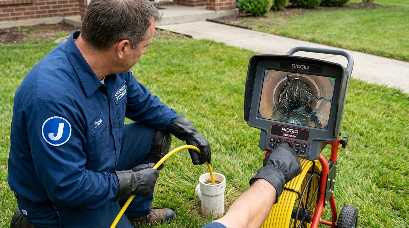 Sewer camera inspection being performed by Johns Plumbing LLC in Pascoag
